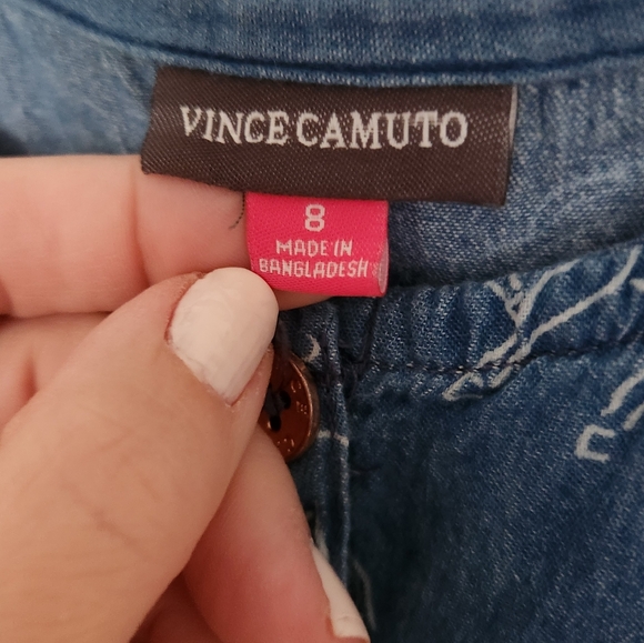 Vince Camuto Button Down Chambray Unicorn Print Dress Girls size 8 - Picture 3 of 3